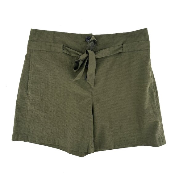 NWT Rag & Bone Camille Belted Seersucker High Waist Shorts Olive Green Size 0 - Picture 3 of 10